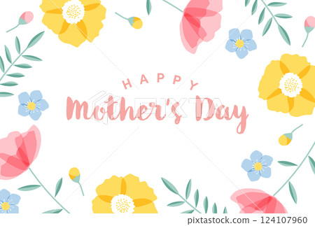 Colorful flower and leaf frame background illustration material 124107960