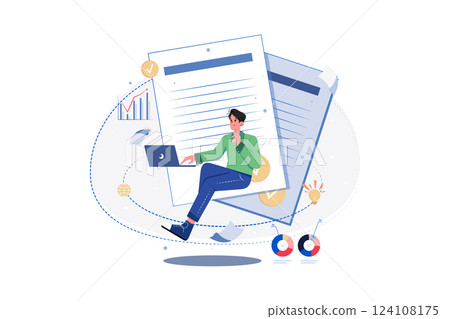 Researcher examining legal document data. 124108175