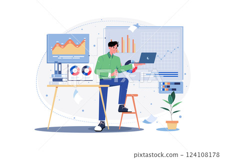 Data Analyst interpreting research findings. Data Analyst interpreting research findings. 124108178