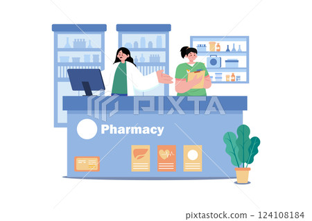 Pharmacy Assistant Illustration concept. A flat illustration isolated on white background 124108184