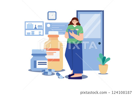 Nurse Illustration concept. A flat illustration isolated on white background Nurse Illustration concept. A flat illustration isolated on white background 124108187