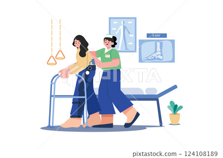 Physical Therapist Illustration concept. A flat illustration isolated on white background Physical Therapist Illustration concept. A flat illustration isolated on white background 124108189