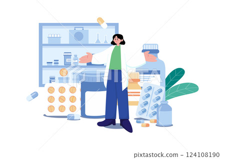 Pharmacist Illustration concept. A flat illustration isolated on white background Pharmacist Illustration concept. A flat illustration isolated on white background 124108190