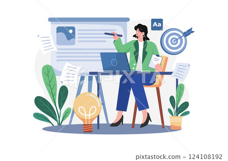 Content Strategist Illustration concept. A flat illustration isolated on white background 124108192