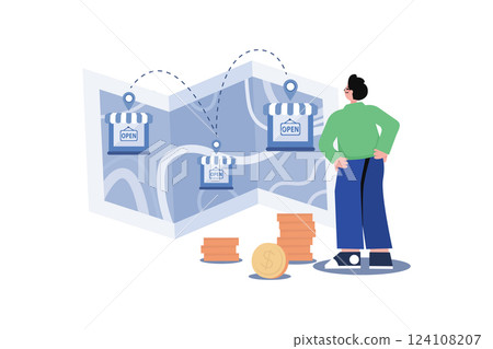 Restaurant Chain Executive Illustration concept. A flat illustration isolated on white background Restaurant Chain Executive Illustration concept. A flat illustration isolated on white background 124108207