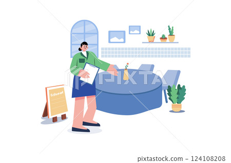 Restaurant Manager Illustration concept. A flat illustration isolated on white background 124108208