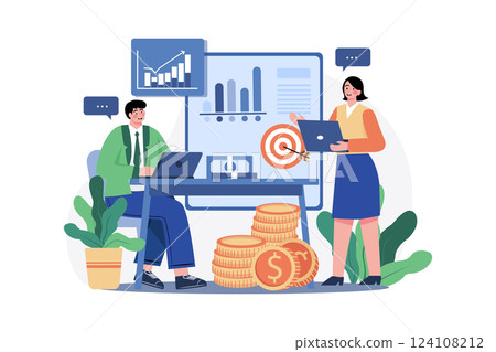 Financial Planner Illustration concept on white background 124108212