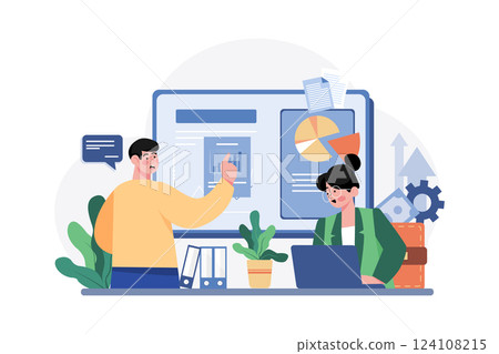 Financial Analyst Illustration concept on white background 124108215