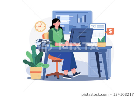 Bookkeeper Illustration concept on white background Bookkeeper Illustration concept on white background 124108217