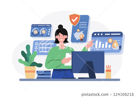 Benefits Manager Illustration concept on white background 124108218