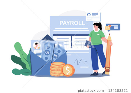 Payroll Manager Illustration concept on white background 124108221