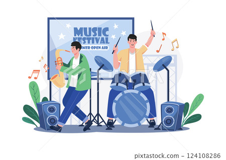 Musician Illustration concept on white 124108286