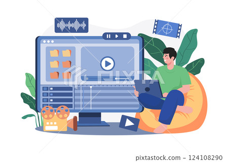 Computer Animator Illustration concept on white 124108290
