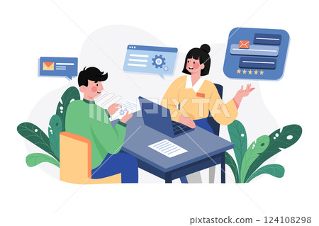 Customer Service flat illustration concept on white background 124108298