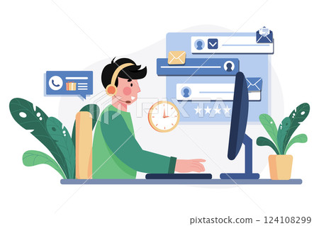 Customer Service flat illustration concept on white background 124108299