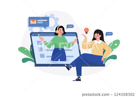 Virtual Assistant flat illustration concept on white background Virtual Assistant flat illustration concept on white background 124108302