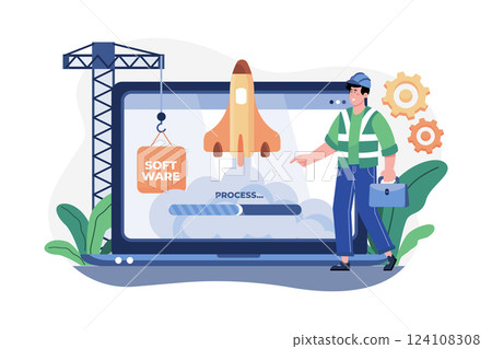 Software Engineer Illustration concept. A flat illustration isolated on white background 124108308