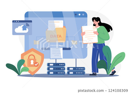 Data Entry Illustration concept. A flat illustration isolated on white background 124108309
