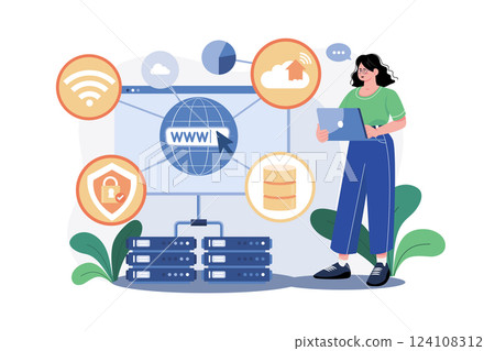 Network Administrator Illustration concept. A flat illustration isolated on white background 124108312