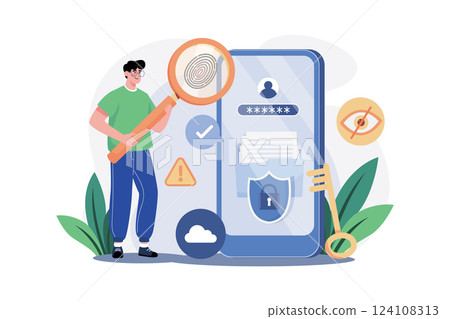 Information Security Analyst Illustration concept. A flat illustration isolated on white background 124108313