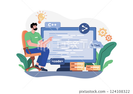 It Professional Illustration concept. A flat illustration isolated on white background 124108322