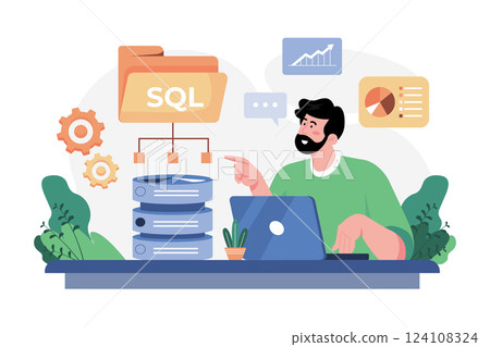 Developer Illustration concept. A flat illustration isolated on white background Developer Illustration concept. A flat illustration isolated on white background 124108324