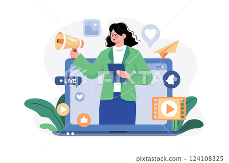 Marketing Communications Manager Illustration concept. A flat illustration isolated on white background 124108325