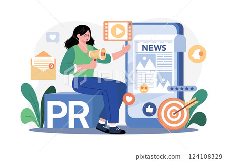 Public Relations Illustration concept. A flat illustration isolated on white background 124108329