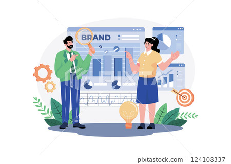 Brand Strategist Illustration concept. A flat illustration isolated on white background 124108337