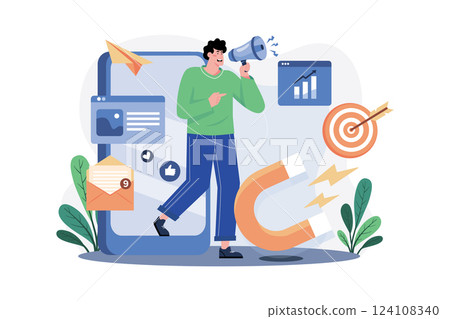 Marketing Specialist Illustration concept. A flat illustration isolated on white background 124108340