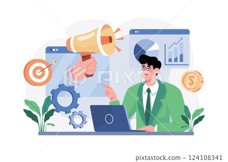 Marketing Manager Illustration concept. A flat illustration isolated on white background 124108341
