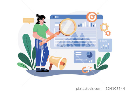 Marketing Research Analyst Illustration concept. A flat illustration isolated on white background 124108344