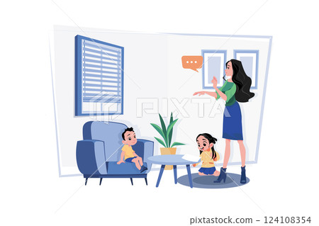 Mother Setting Ground Rules For Her Kids 124108354