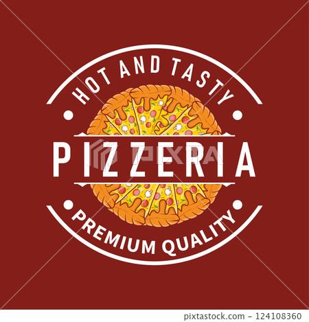 authentic italian food design pizza logo illustration pizzeria concept simple retro vintage template 124108360