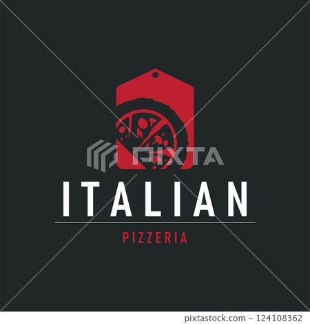 authentic italian food design pizza logo illustration pizzeria concept simple retro vintage template 124108362