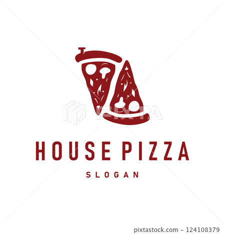 authentic italian food design pizza logo illustration pizzeria concept simple retro vintage template 124108379