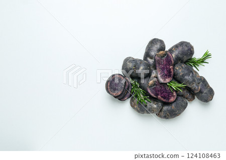 Concept of unusual vegetable - purple potato vegetable Concept of unusual vegetable - purple potato vegetable 124108463