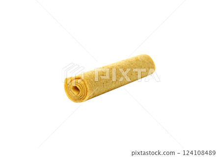 PNG, One yellow roll of fruit pastille, isolated on white background PNG, One yellow roll of fruit pastille, isolated on white background 124108489