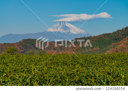 [Shizuoka Prefecture] Mt. Fuji in autumn with cap clouds as seen from Izu 124108554
