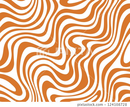 Peanut caramel swirl pattern with vector wavy splashes. Abstract brown white waves seamless pattern background of peanut butter, milk cream caramel, melted toffee candy or creamy sauce swirls 124108728