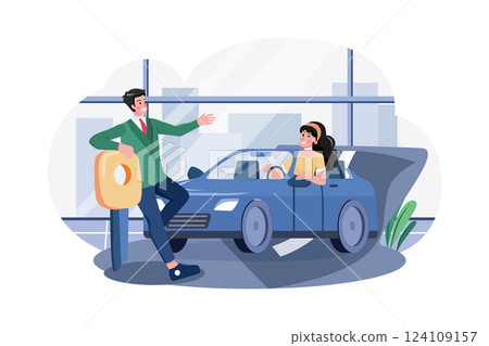 Female Customer Taking Test Ride Of New Car 124109157