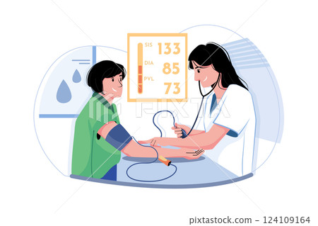 Nurse Checking Blood Pressure Illustration concept. A flat illustration isolated on white background 124109164