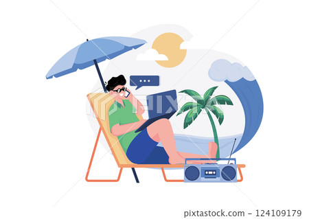Freelancer Working On The Beach 124109179