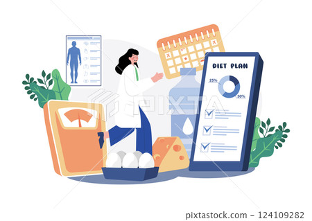 Female Nutritionist Doctor Giving Nutrition Plan 124109282