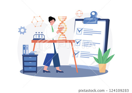 Female Scientist Doing DNA Research 124109283