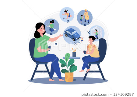 Mother Setting Ground Rules For Her Kids 124109297