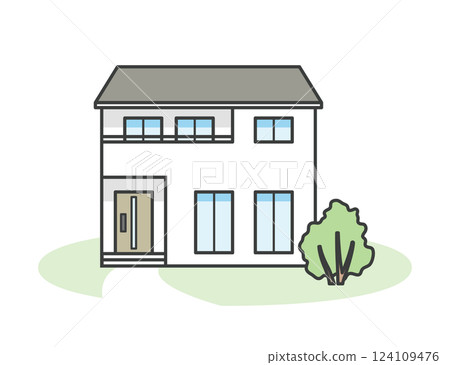 現代時尚的獨立住宅的插圖 現代時尚的獨立住宅的插圖 124109476