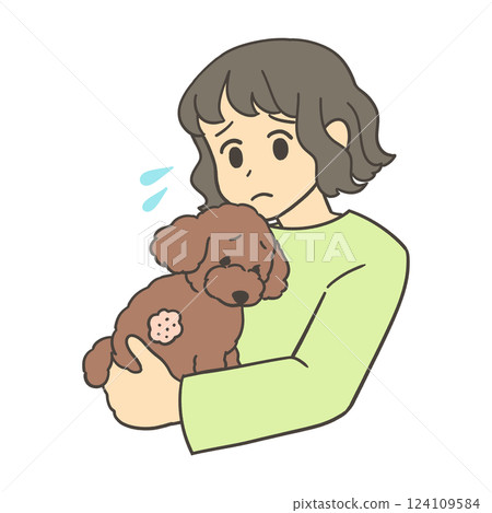 Owner holding a depressed dog Owner holding a depressed dog 124109584