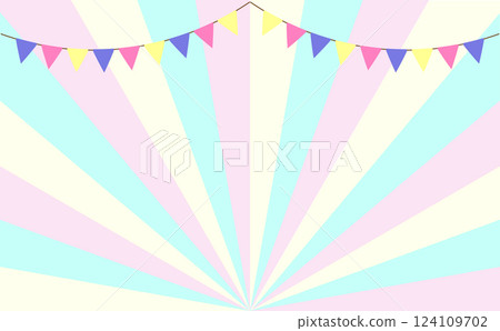 Colorful radial rays and garland background illustration 124109702