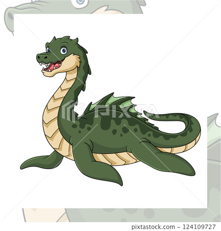 Loch ness mythology creatures cartoon mascot character design 124109727